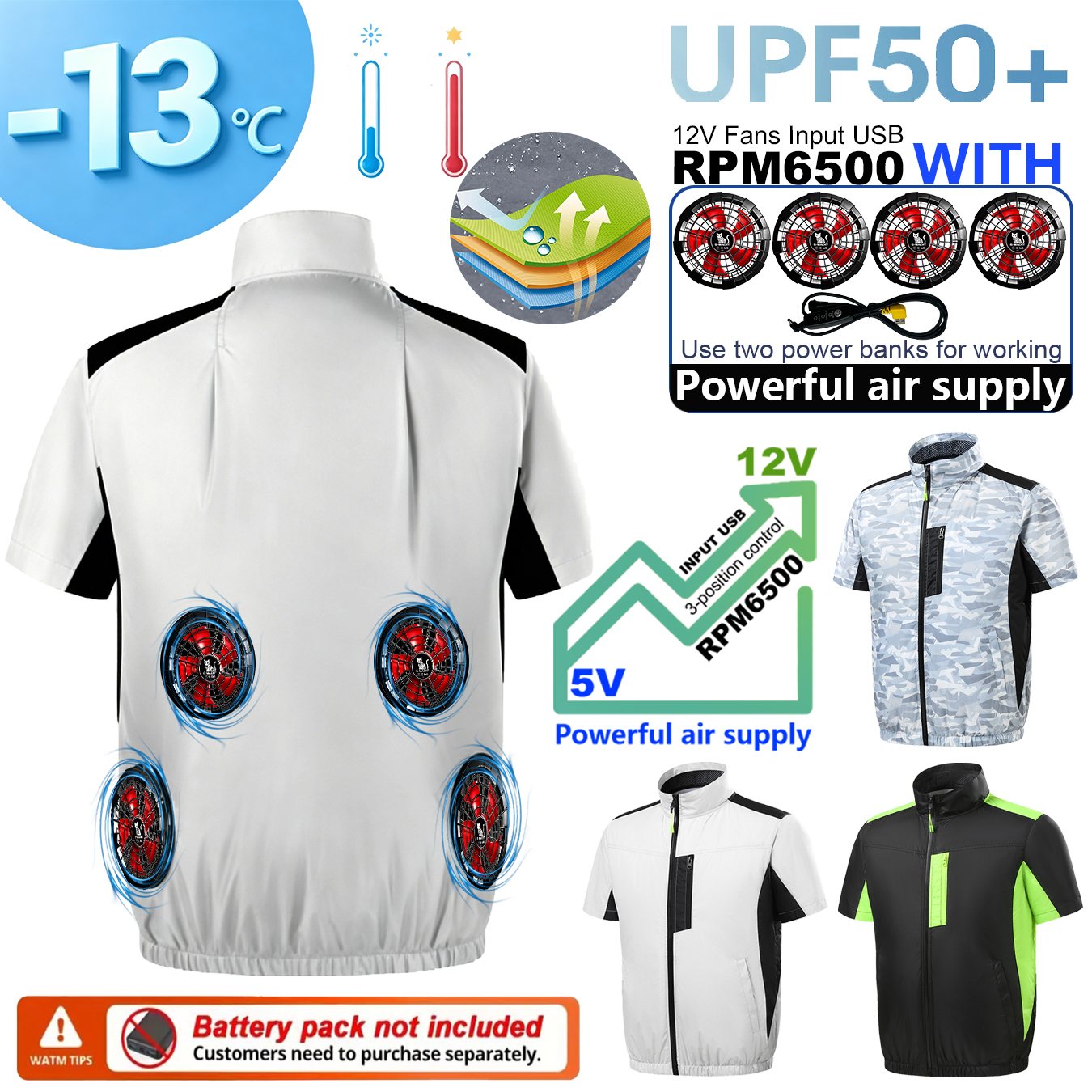 Outdoor Sport Windbreaker - Summer 4 Fans Air Conditioning Cooling