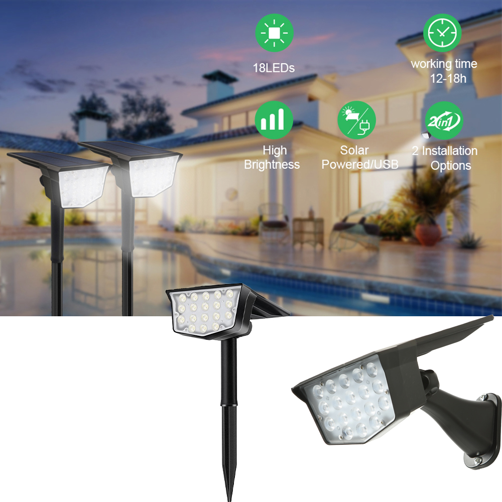 2Pcs Solar Outdoor Spot Lights - Outdoor Spotlight 评论和价格